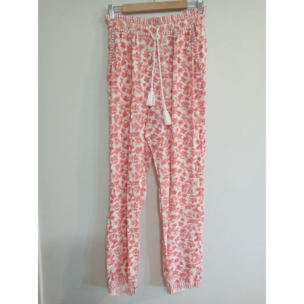 Women's Sisstrevolution Pants Size M Orange Floral Print